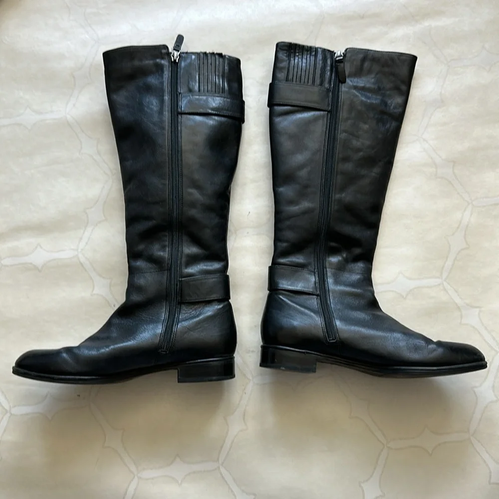Via Spiga Leather Black Moto Leather Boots Size 7.5 - Picture 6 of 10